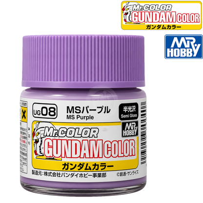 GSI Creos MS Purple paint bottle with purple color cap and label, showcasing the UG08 color for model and hobby painting projects.