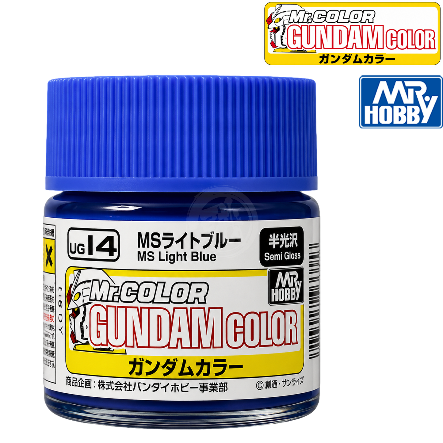 Light blue GSI Creos MS Paint bottle with label and cap, showcasing the UG14 color for model and hobby painting projects.