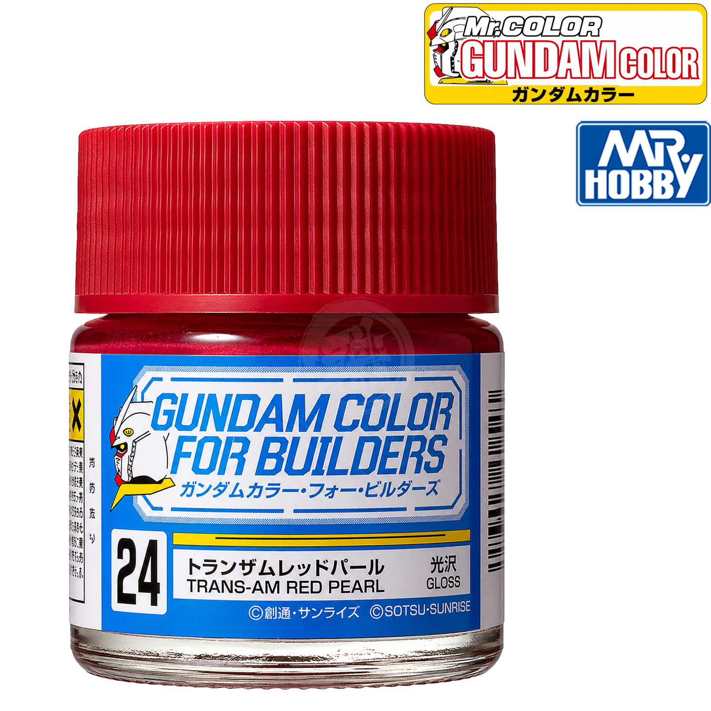 Trans-AM Red Pearl GSI Creos paint bottle with vibrant red pearl finish and label, suitable for model car customization.