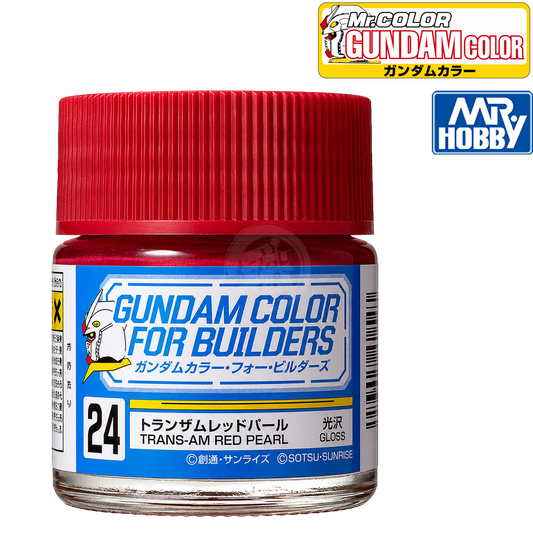 Trans-AM Red Pearl GSI Creos paint bottle with vibrant red pearl finish and label, suitable for model car customization.