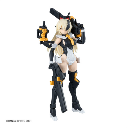 Bandai 30MS Belveria-Berys Feroce Form model kit with detailed plastic parts and assembled figure, showcasing its sleek design.