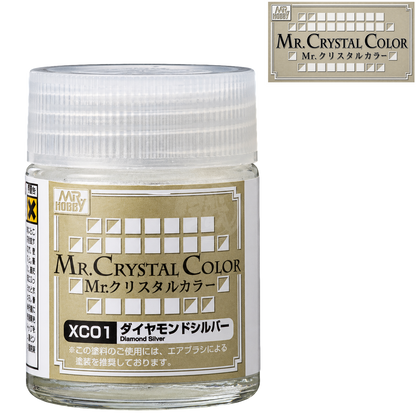Silver diamond-shaped GSI Creos XC01 paint bottle cover with a sleek silver design for model painting accessories.