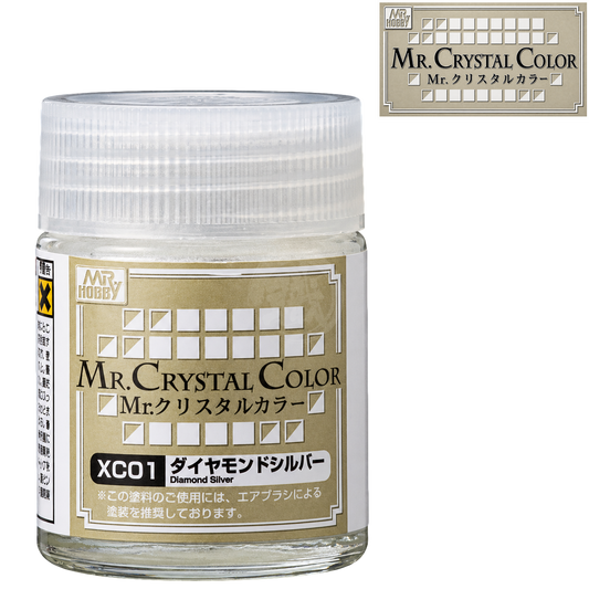 Silver diamond-shaped GSI Creos XC01 paint bottle cover with a sleek silver design for model painting accessories.