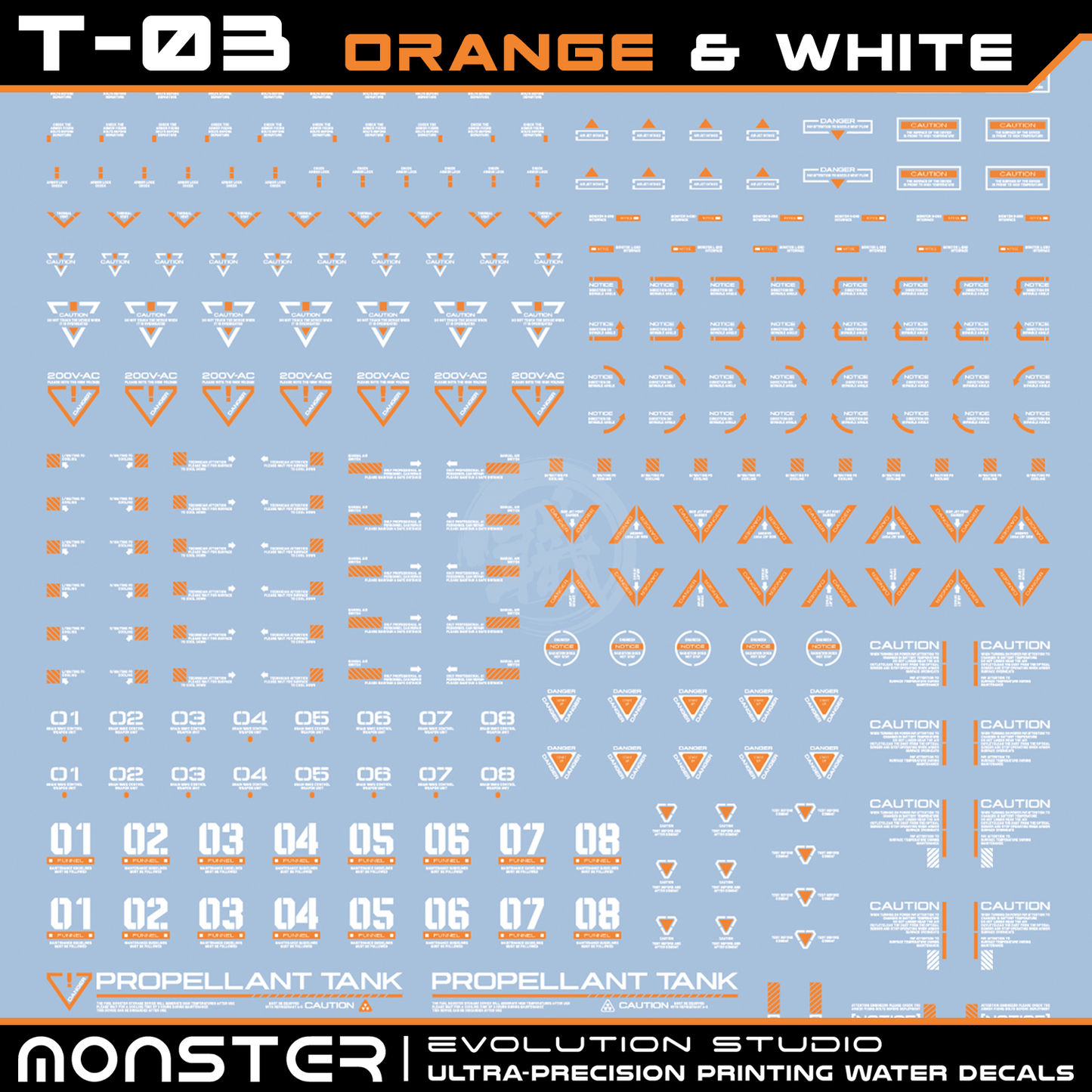 Monster Ultra-Precision Printing Water Decals [T03] [Orange & White]