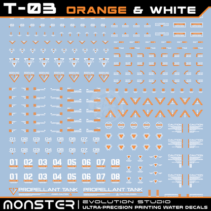 Monster Ultra-Precision Printing Water Decals [T03] [Orange & White]