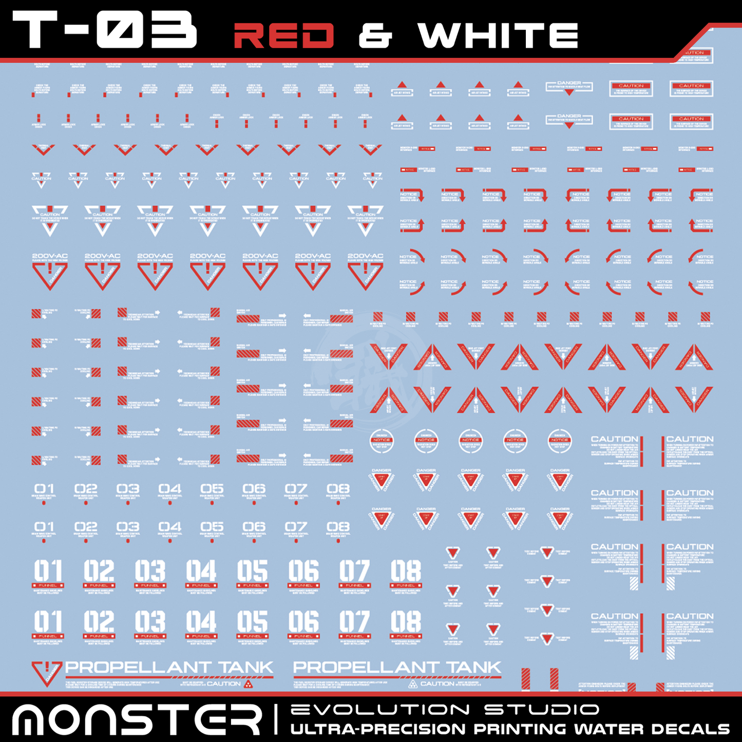 Monster Ultra-Precision Printing Water Decals [T03] [Red & White]