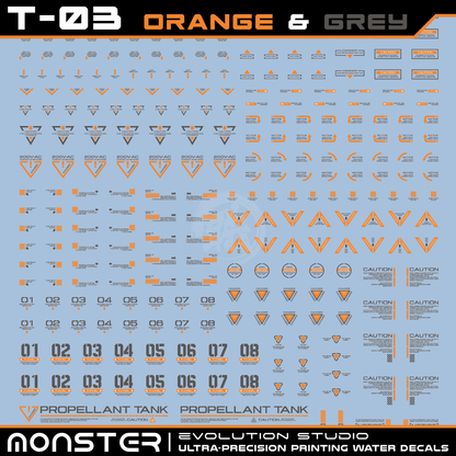 Monster Ultra-Precision Printing Water Decals [T03] [Orange & Grey]