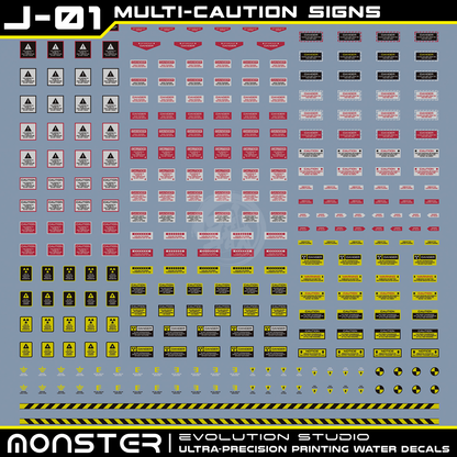 Monster Ultra-Precision Printing Water Decals [J01] [Multi-Color Caution Signs]