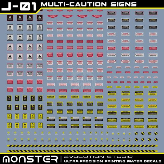 Monster Ultra-Precision Printing Water Decals [J01] [Multi-Color Caution Signs]