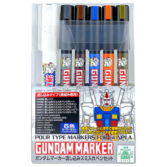 GSI Creos - [MS122] Gundam Marker Pour Type for Panel Lines Set - ShokuninGunpla