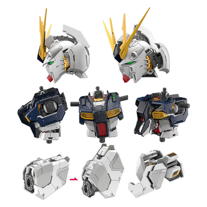 Bandai PGU Nu Gundam model kit with detailed chest and torso components, ready for assembly and display.