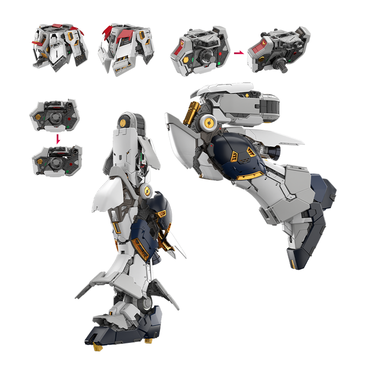 Bandai PGU Nu Gundam model kit showing detailed waist and torso assembly for display or building.