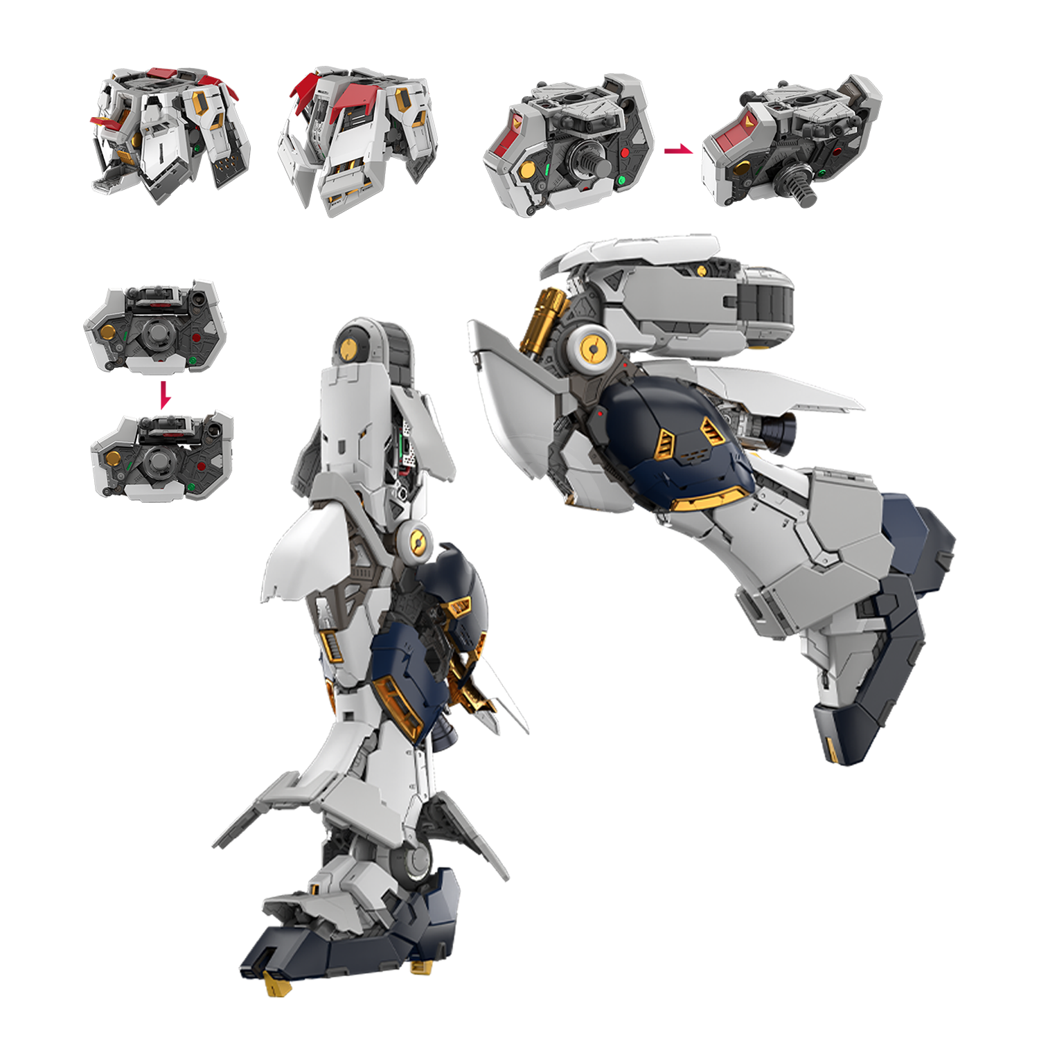 Bandai PGU Nu Gundam model kit showing detailed waist and torso assembly for display or building.