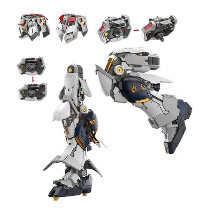 Bandai PGU Nu Gundam model kit showing detailed waist and torso assembly for display or building.