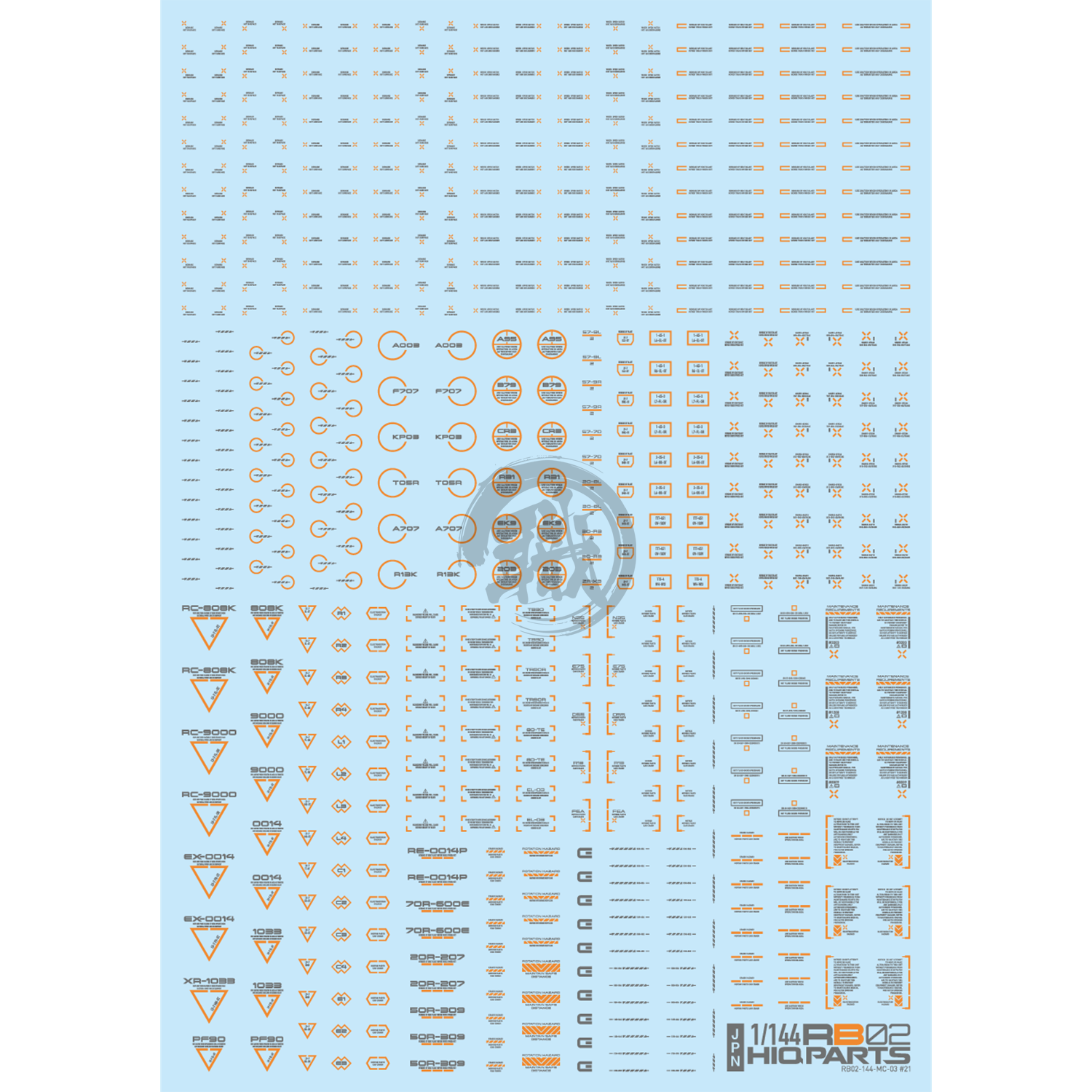 RB02 Caution Decal [Grey & Orange] [1/144 Scale] - ShokuninGunpla