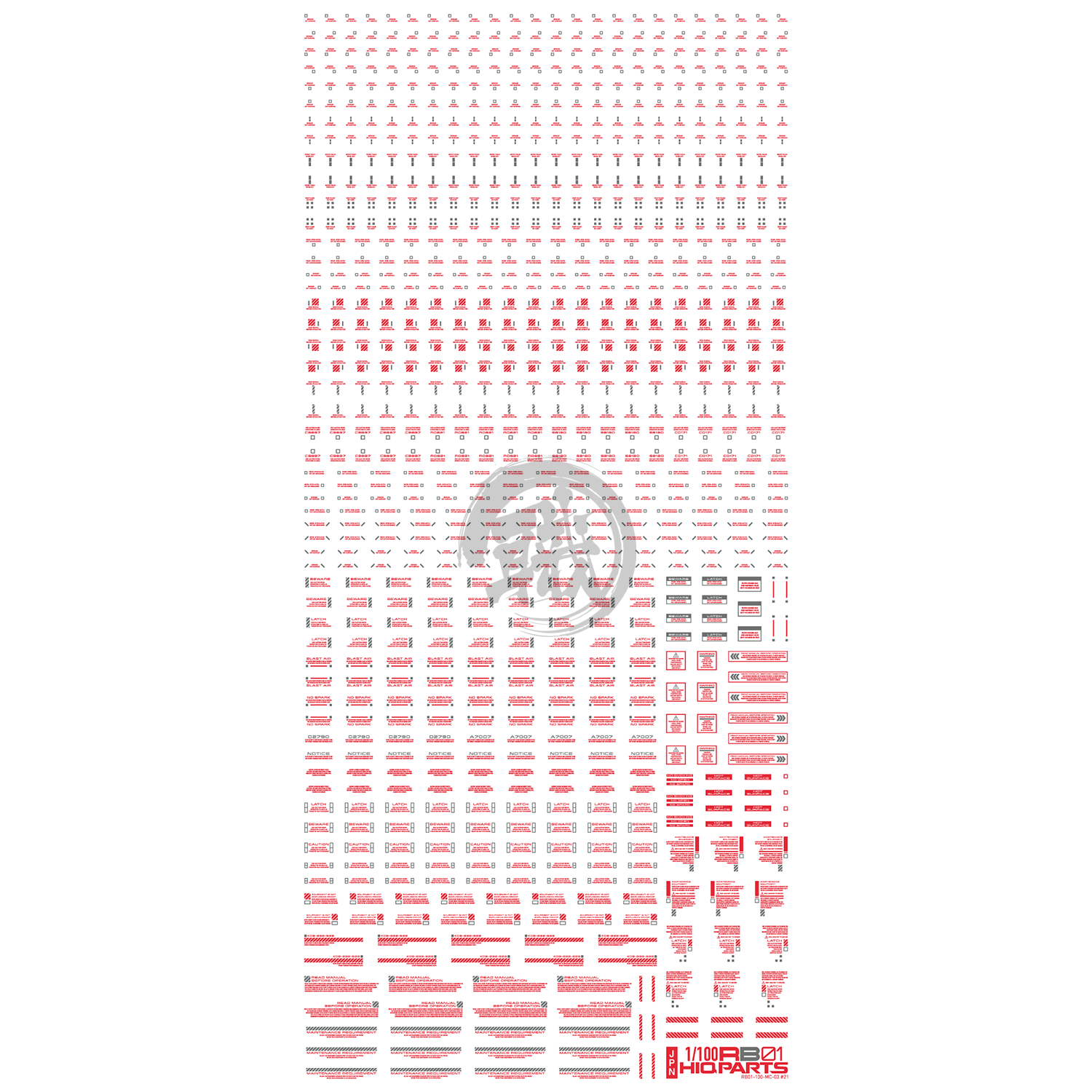 RB01 Caution Decal [Red & Grey] [1/100 Scale] - ShokuninGunpla