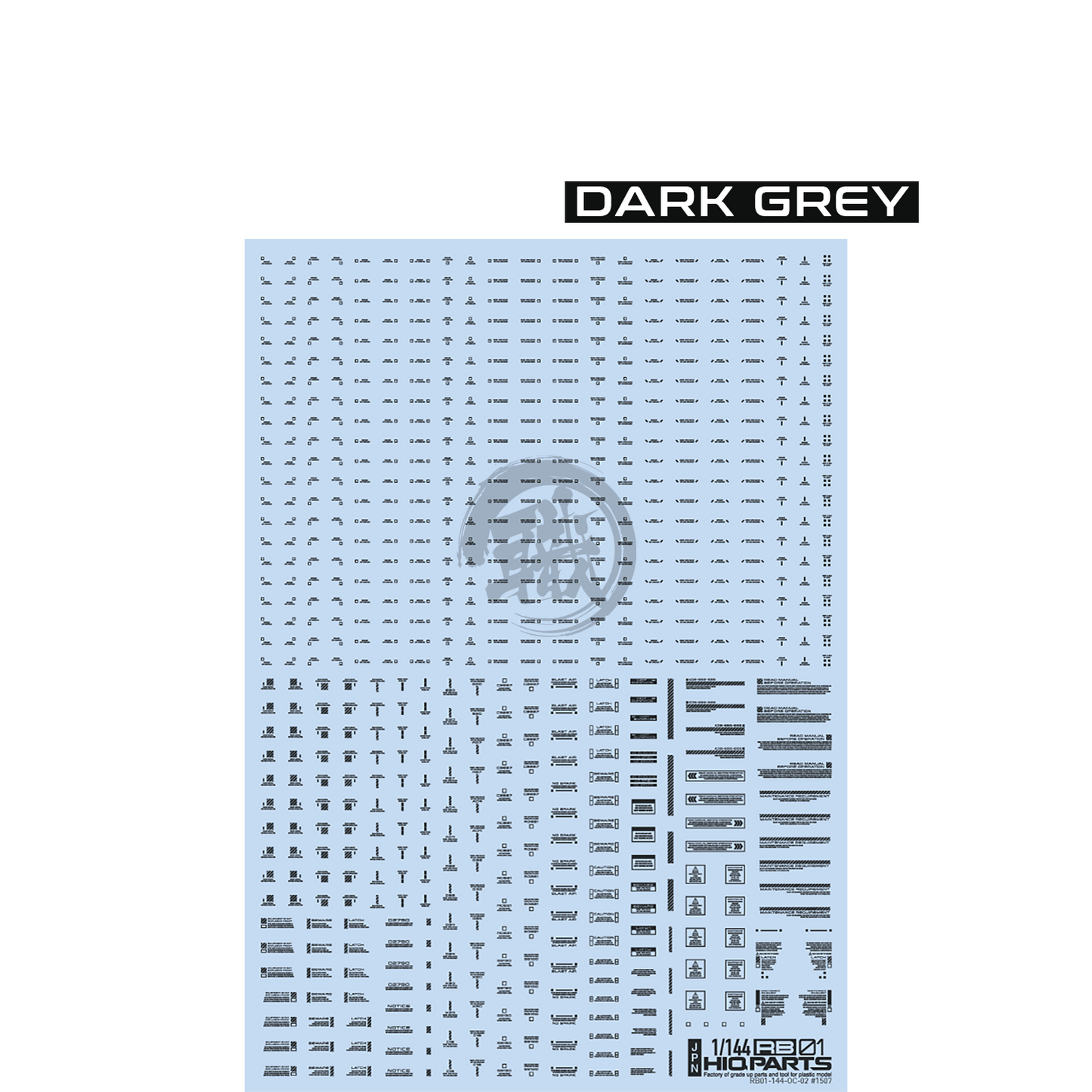 RB01 Caution Decal [Dark Grey] [1/144 Scale] - ShokuninGunpla