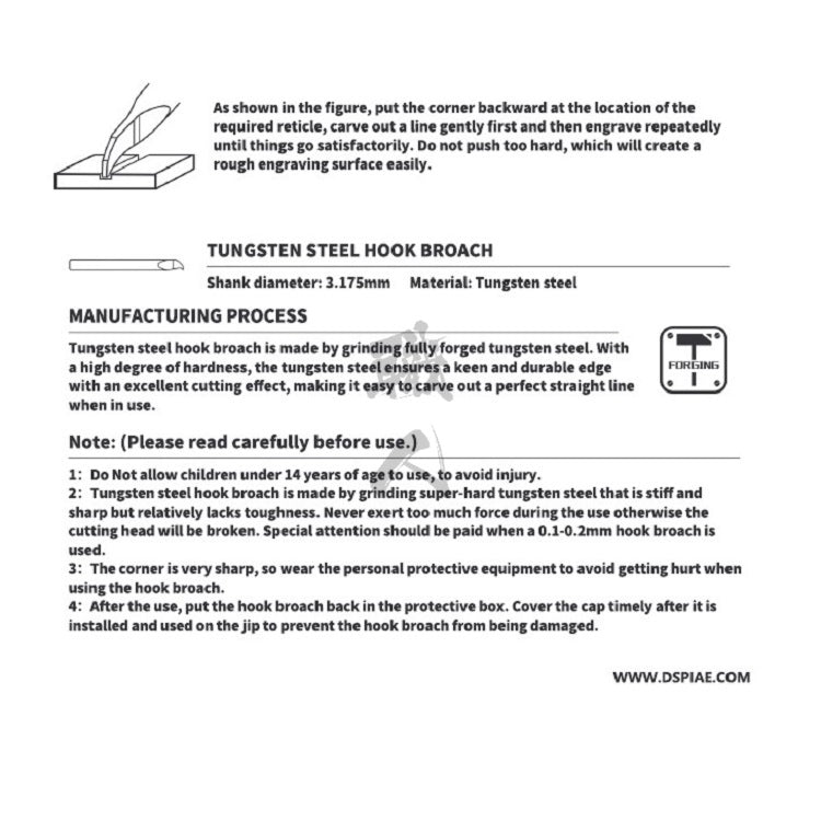 DSPIAE - HC Tungsten Steel Hook Broach [Chisel Bits] - ShokuninGunpla