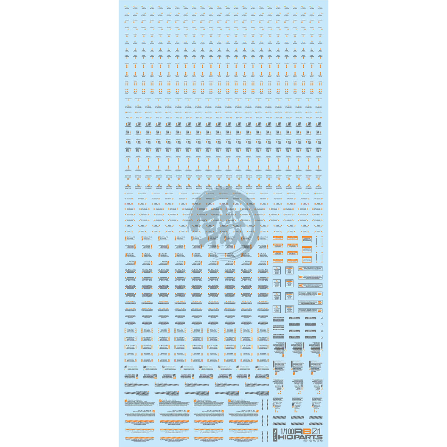 RB01 Caution Decal [Grey & Orange] [1/100 Scale] - ShokuninGunpla
