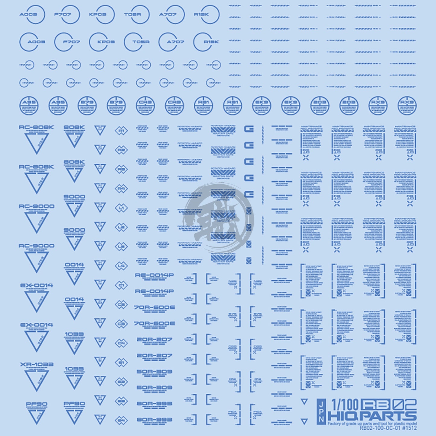 RB02 Caution Decal [Blue] [1/100 Scale] - ShokuninGunpla