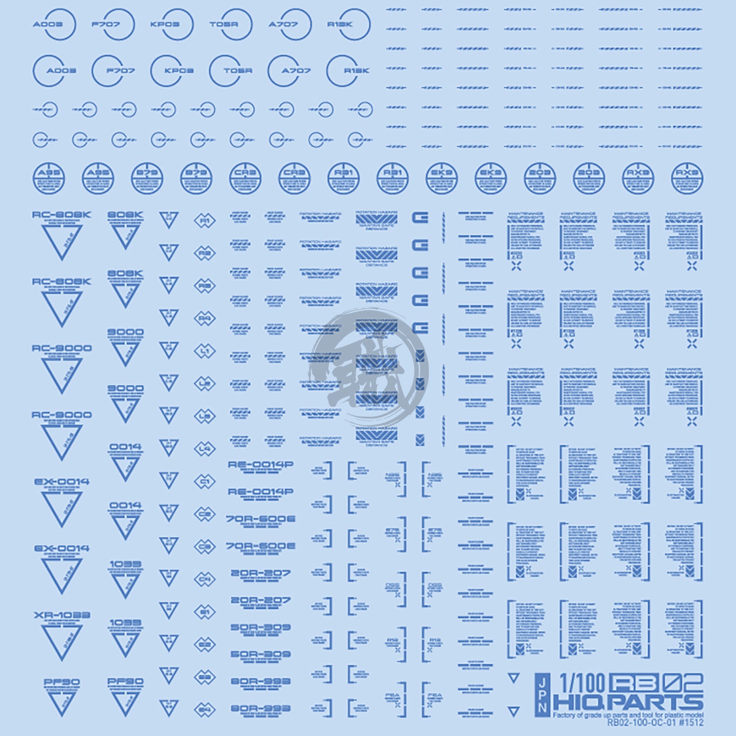 RB02 Caution Decal [Blue] [1/100 Scale] - ShokuninGunpla