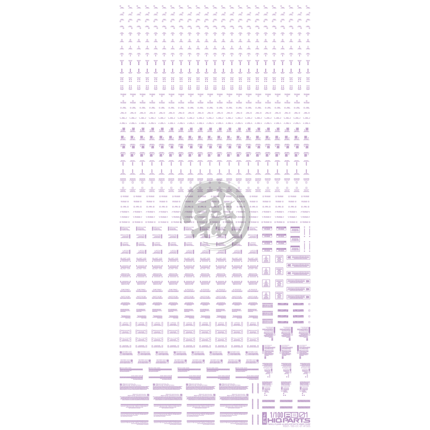 RB01 Caution Decal [Pastel Violet] [1/100 Scale] - ShokuninGunpla