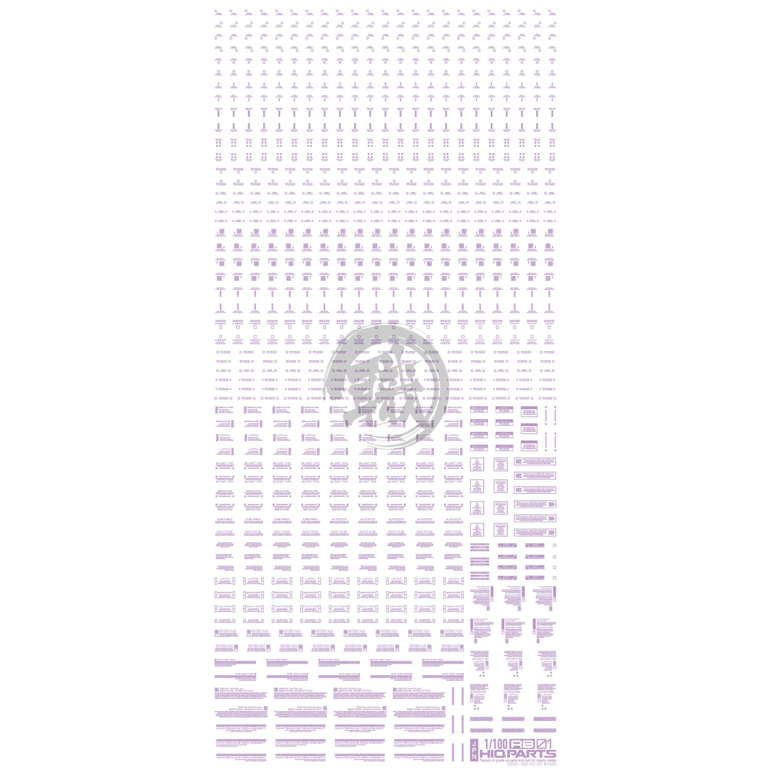 RB01 Caution Decal [Pastel Violet] [1/100 Scale] - ShokuninGunpla