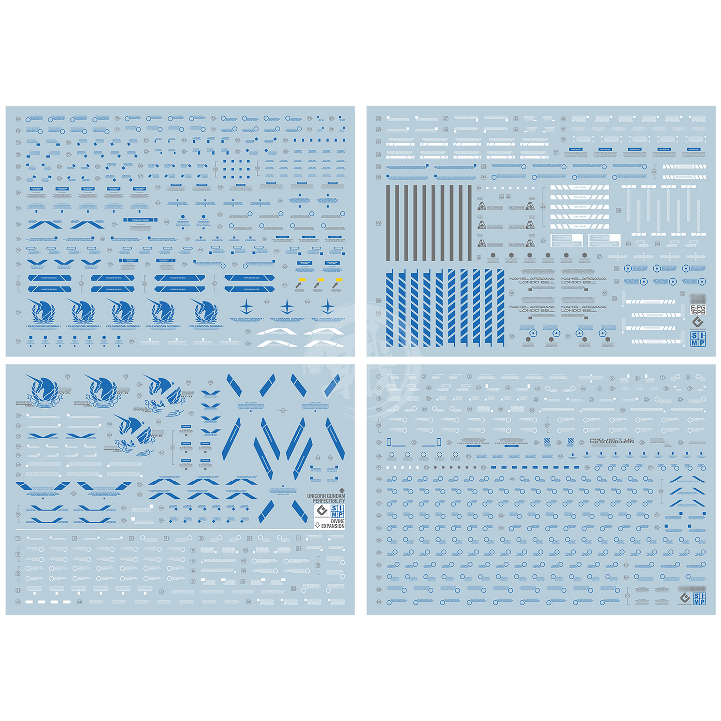 PG Unicorn Perfectibility Waterslide Decals [Blue Ver.] - ShokuninGunpla