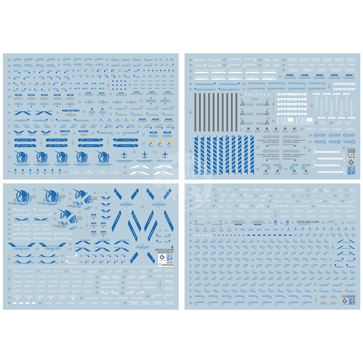 PG Unicorn Perfectibility Waterslide Decals [Blue Ver.] - ShokuninGunpla