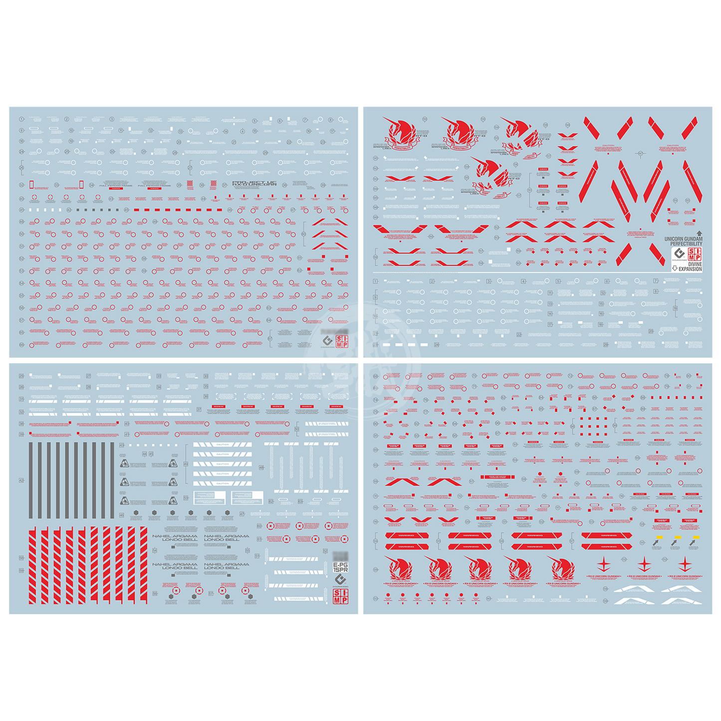 PG Unicorn Perfectibility Waterslide Decals [Red Ver.] - ShokuninGunpla