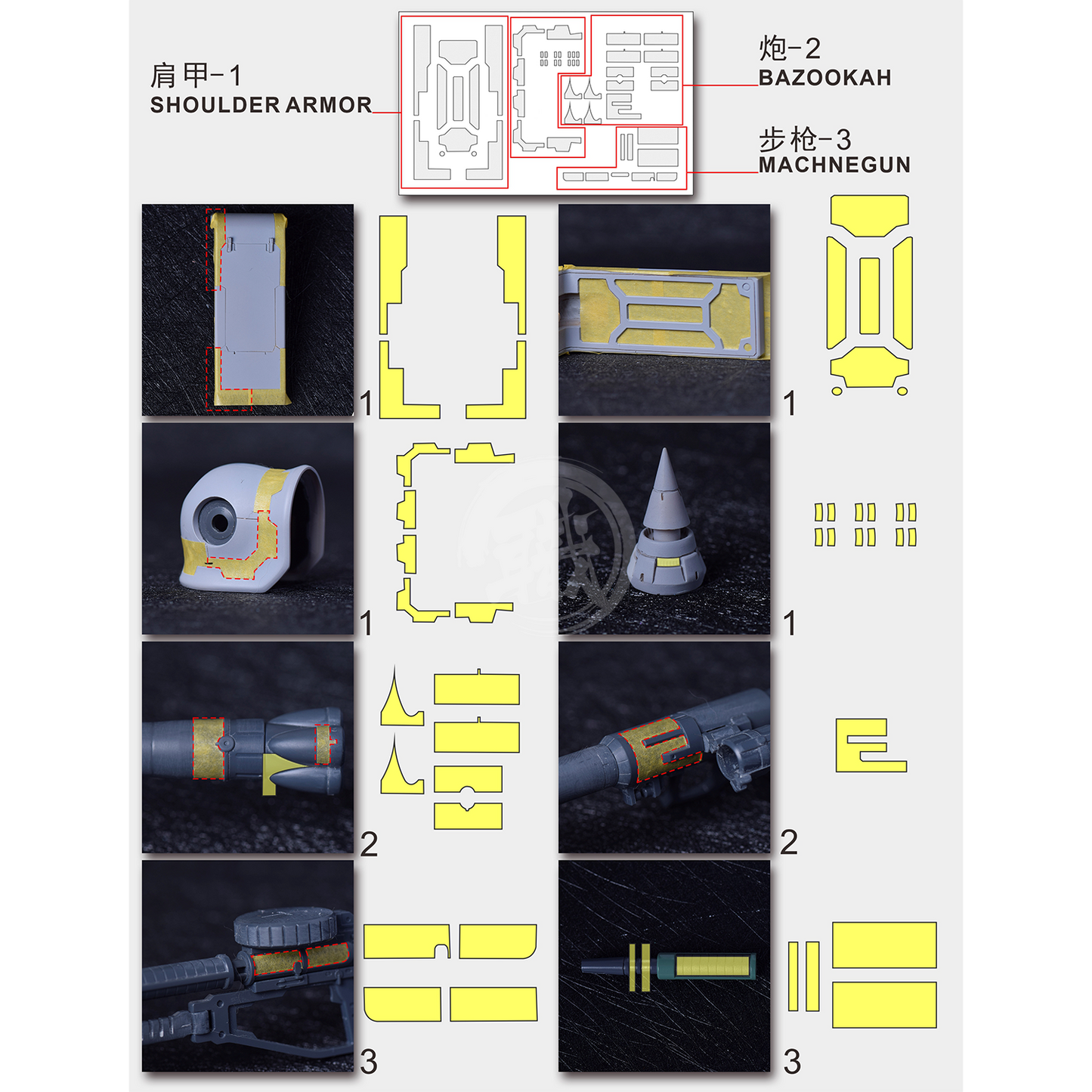 Pre-Cut Masking Tape for Yujiao Land Zaku II Resin Conversion Kit - ShokuninGunpla