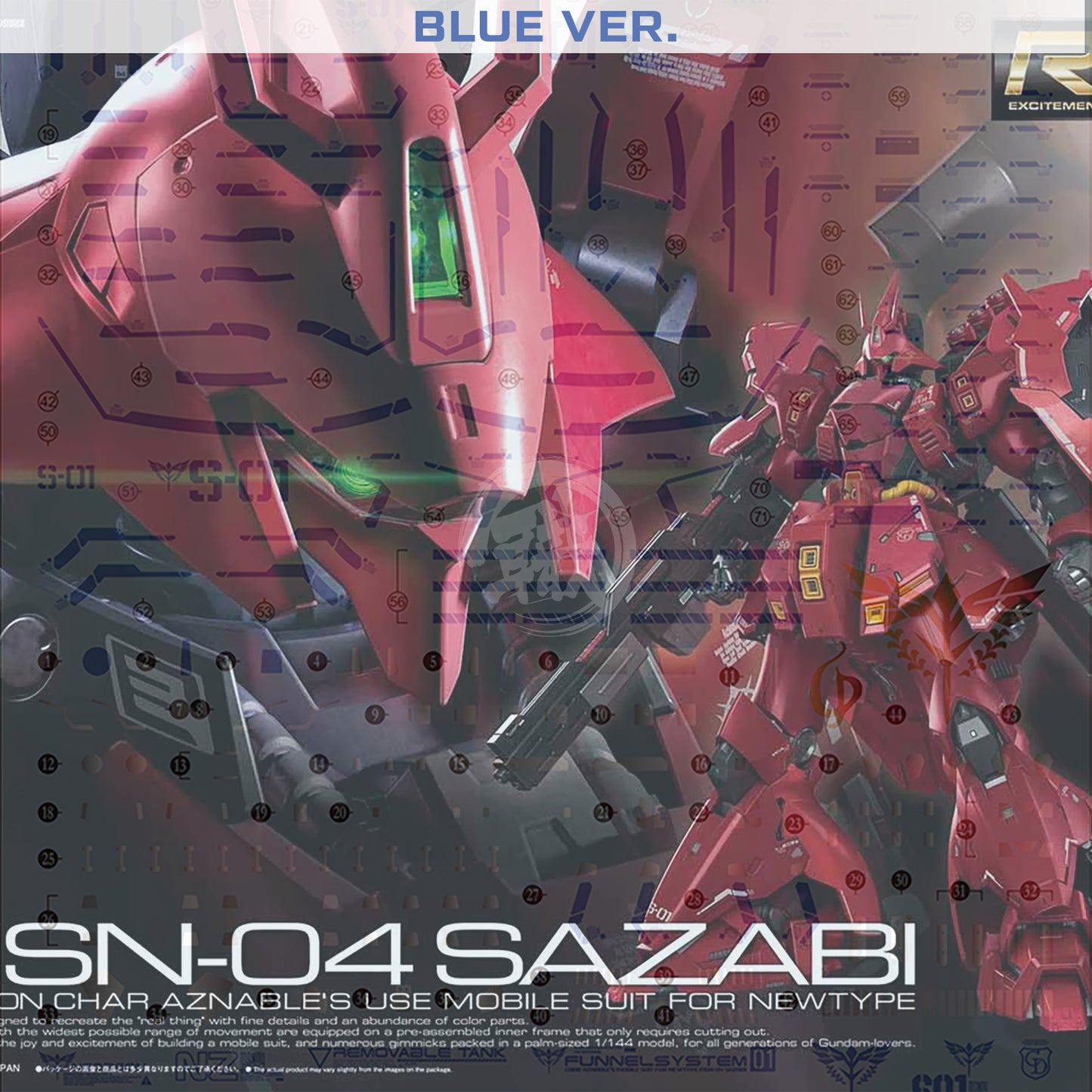 RG Sazabi Waterslide Decals [Blue Ver.] - ShokuninGunpla