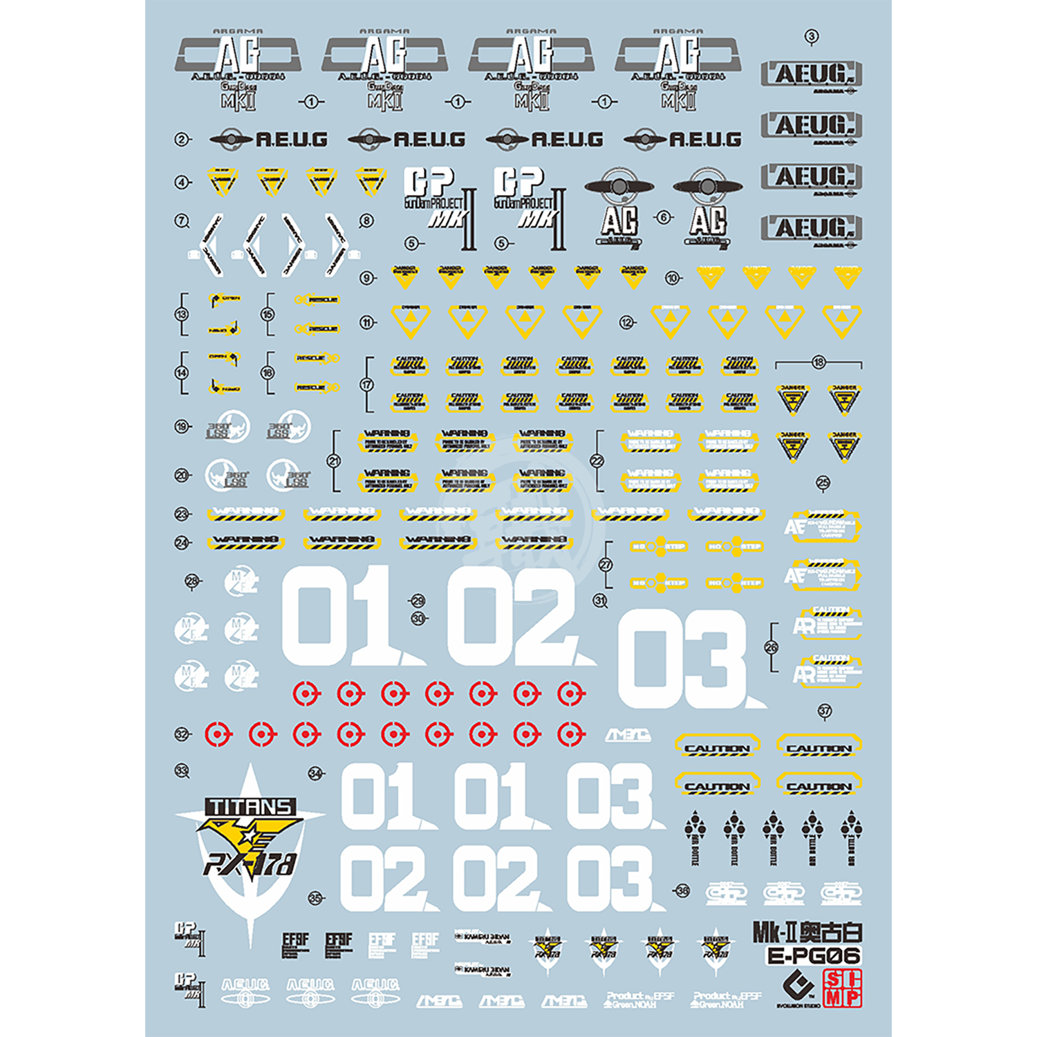 PG Gundam Mk-II [A.E.U.G] Waterslide Decals - ShokuninGunpla