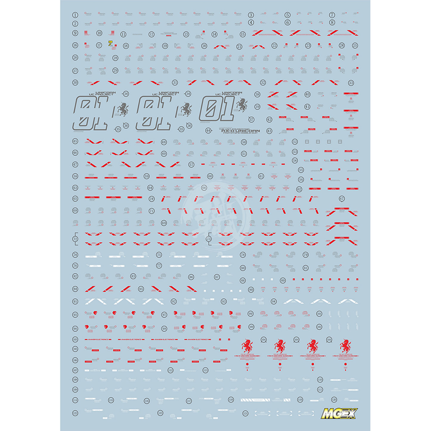 MGEX Unicorn Gundam Ver.Ka Waterslide Decals [Fluorescent] - ShokuninGunpla