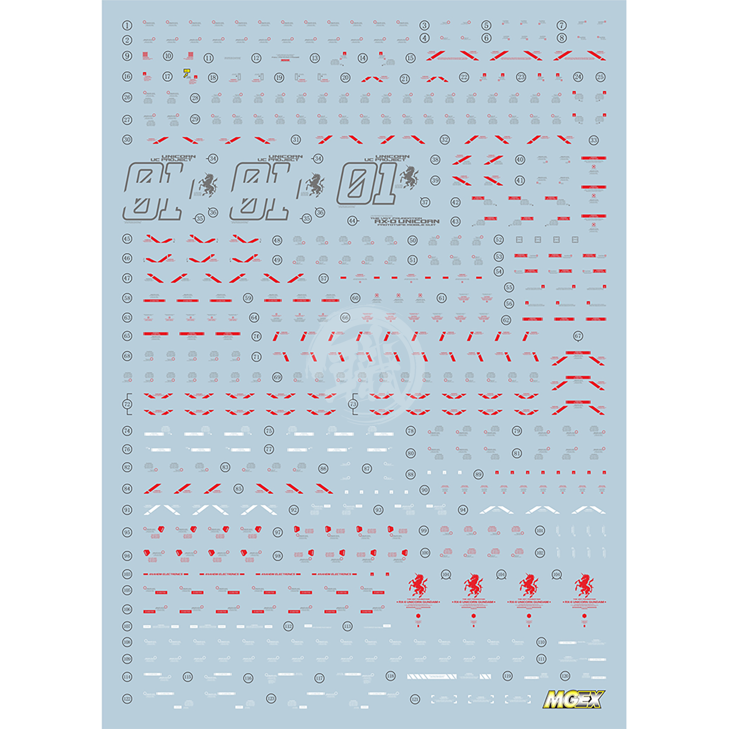 MGEX Unicorn Gundam Ver.Ka Waterslide Decals [Fluorescent] - ShokuninGunpla