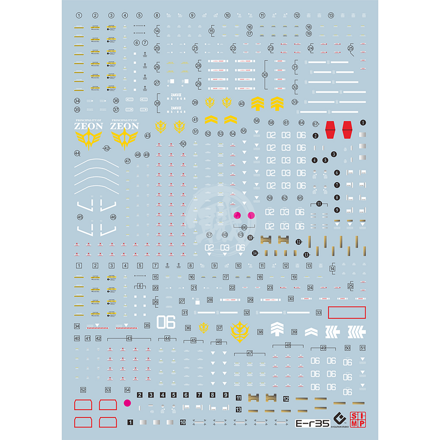 RG Zaku Minelayer/Black Tri-stars Waterslide Decals [Fluorescent] - ShokuninGunpla