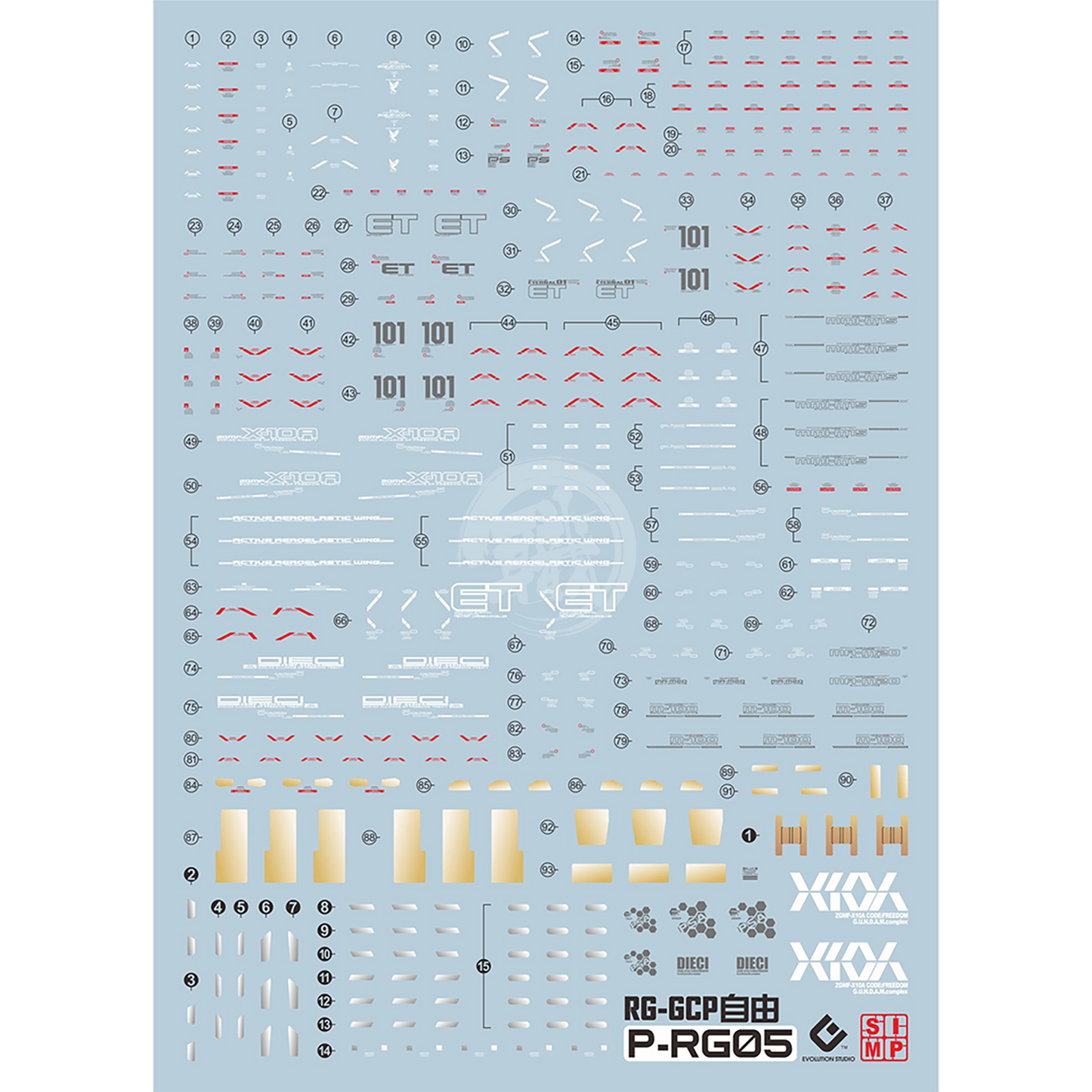 RG Freedom Gundam [Ver. GCP] Waterslide Decals [Fluorescent] - ShokuninGunpla