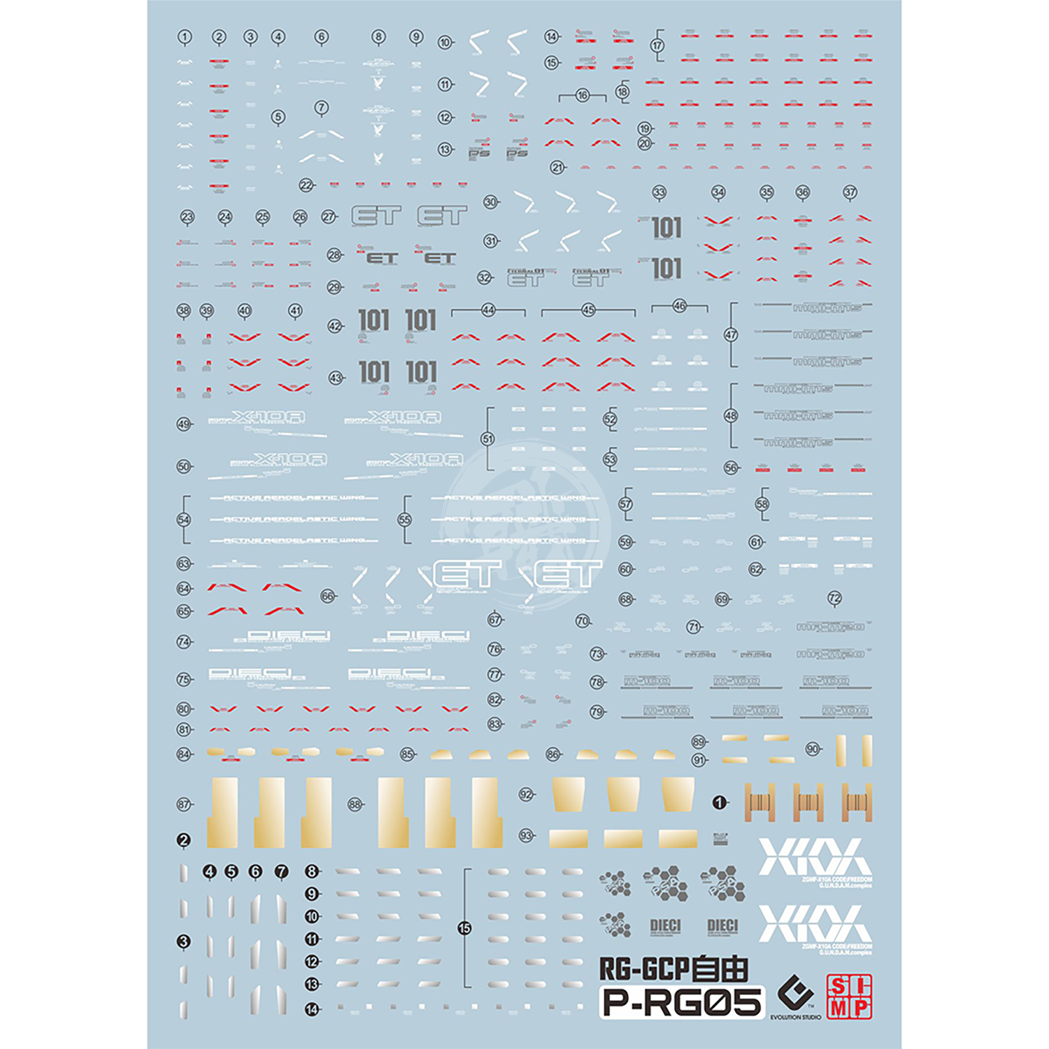 RG Freedom Gundam [Ver. GCP] Waterslide Decals [Fluorescent] - ShokuninGunpla