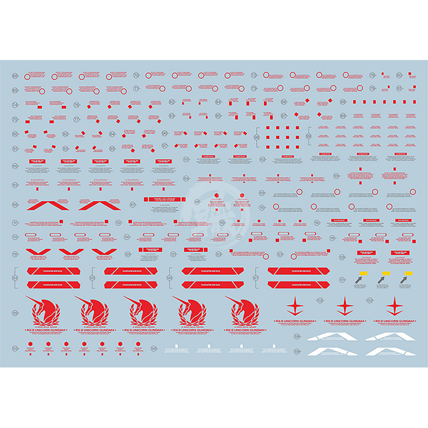 PG Unicorn Perfectibility Waterslide Decals [Red Ver.] - ShokuninGunpla