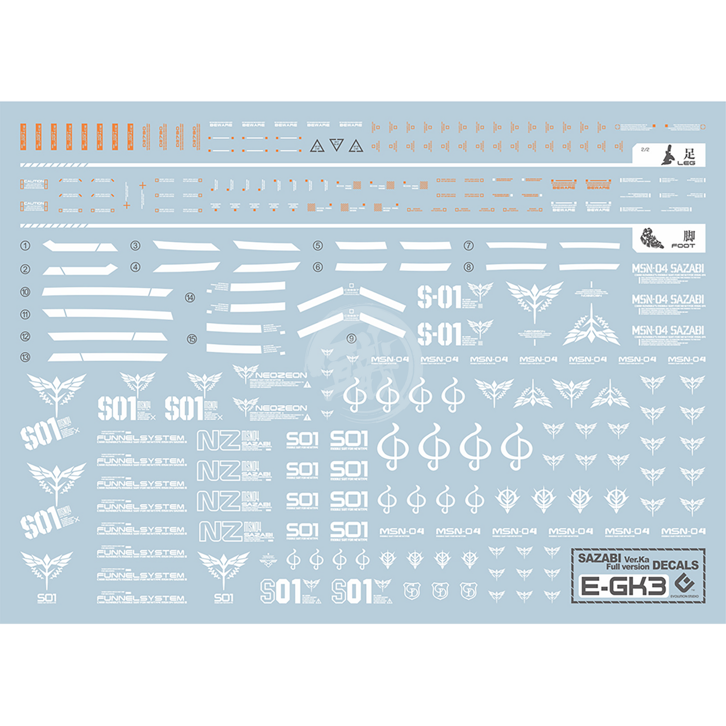 YJL Sazabi Waterslide Decals - ShokuninGunpla