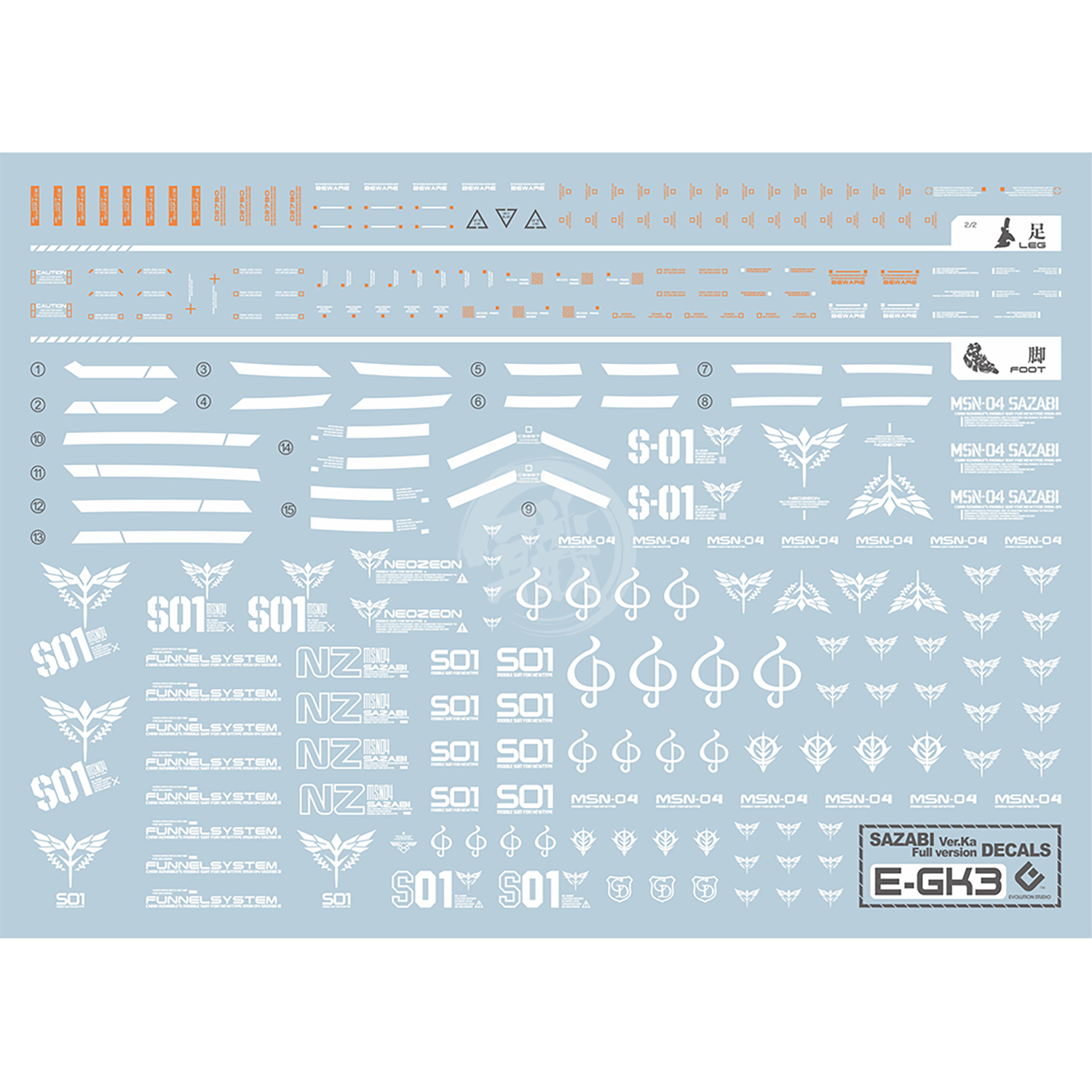 YJL Sazabi Waterslide Decals - ShokuninGunpla