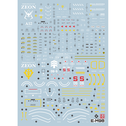 EVO Studio - MG Zaku II [Ver 2.0] [Char Aznable Custom] Waterslide Decals [Fluorescent] - ShokuninGunpla