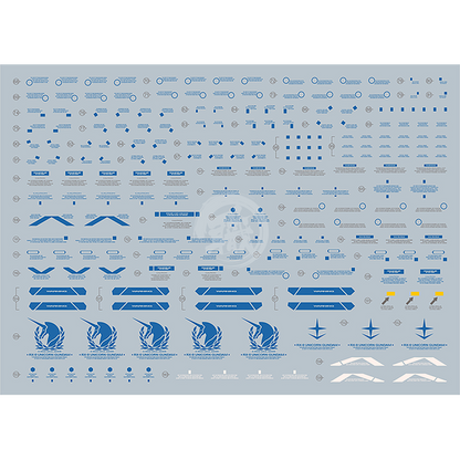 PG Unicorn Perfectibility Waterslide Decals [Blue Ver.] - ShokuninGunpla