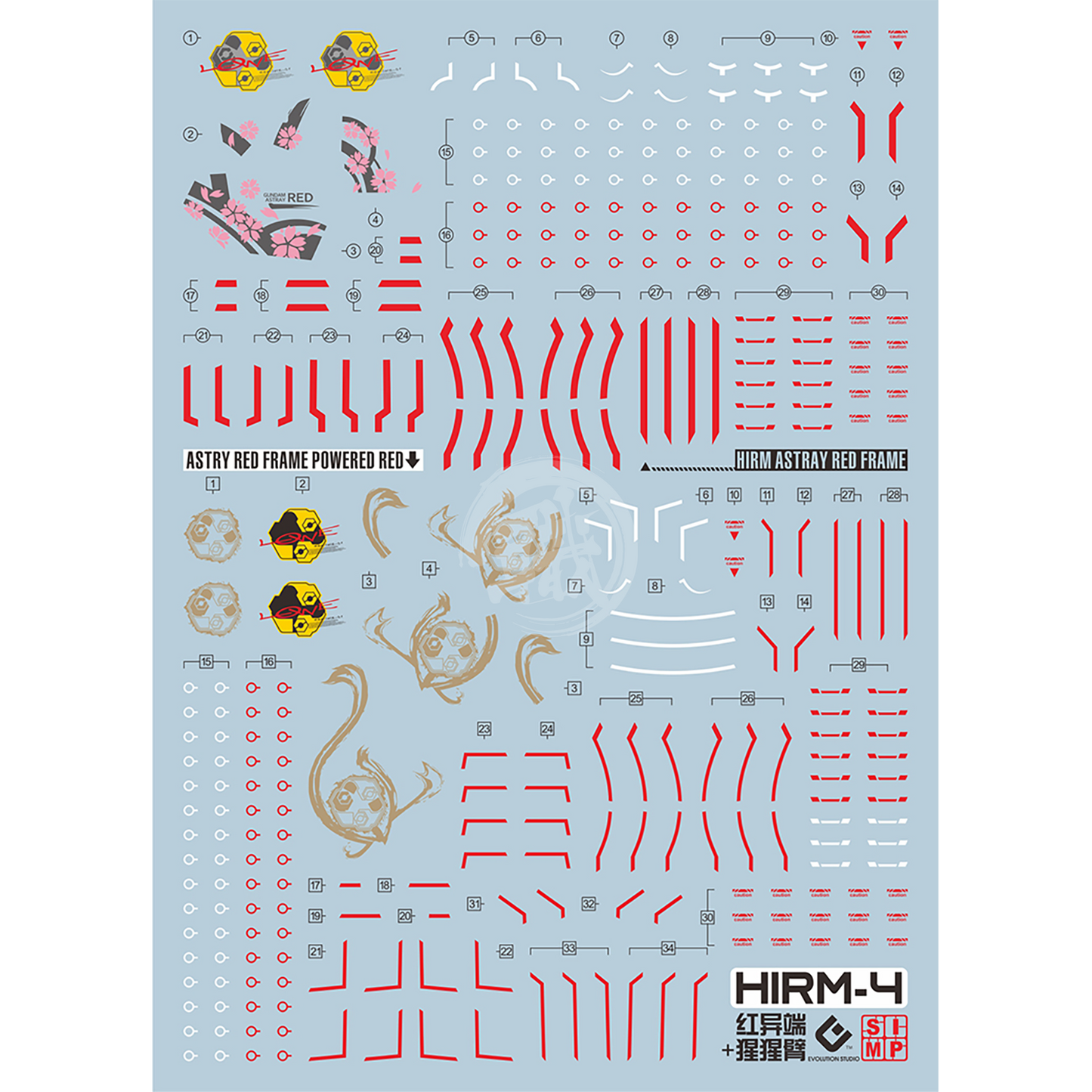 HiRM Gundam Astray Red Frame Powered Red Waterslide Decals - ShokuninGunpla