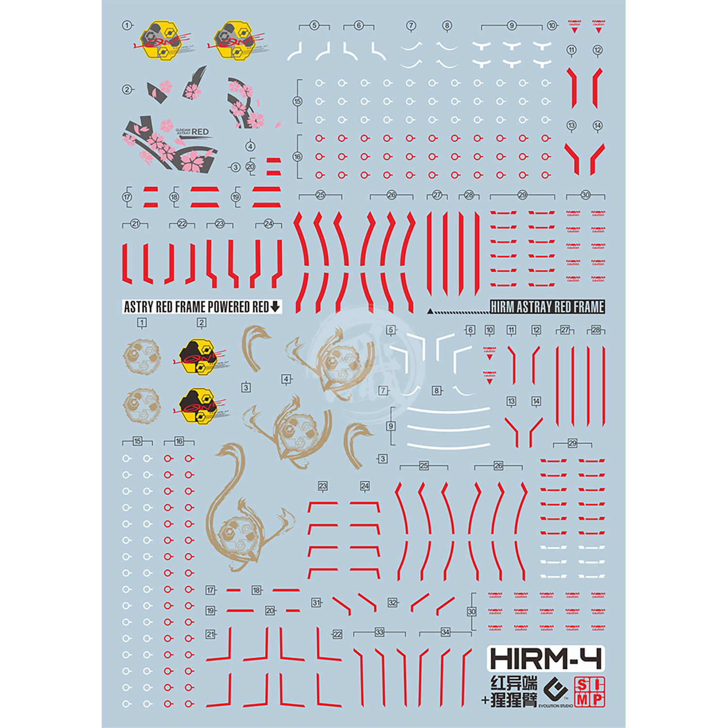 HiRM Gundam Astray Red Frame Powered Red Waterslide Decals - ShokuninGunpla