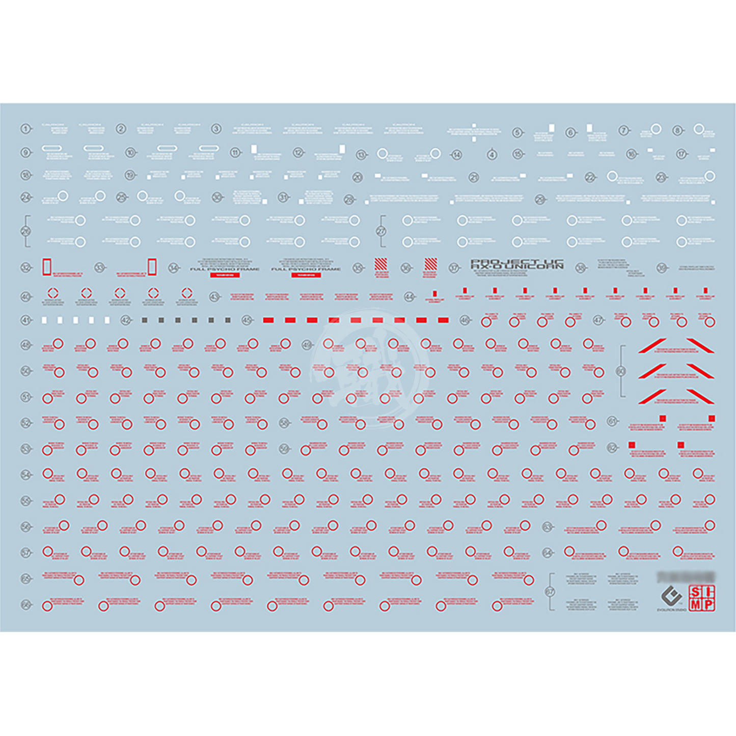 PG Unicorn Perfectibility Waterslide Decals [Red Ver.] - ShokuninGunpla