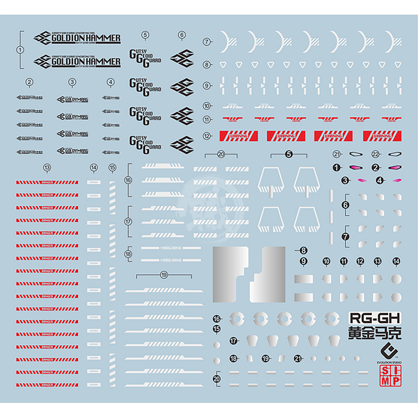 RG Goldymarg Waterslide Decals [Fluorescent] - ShokuninGunpla