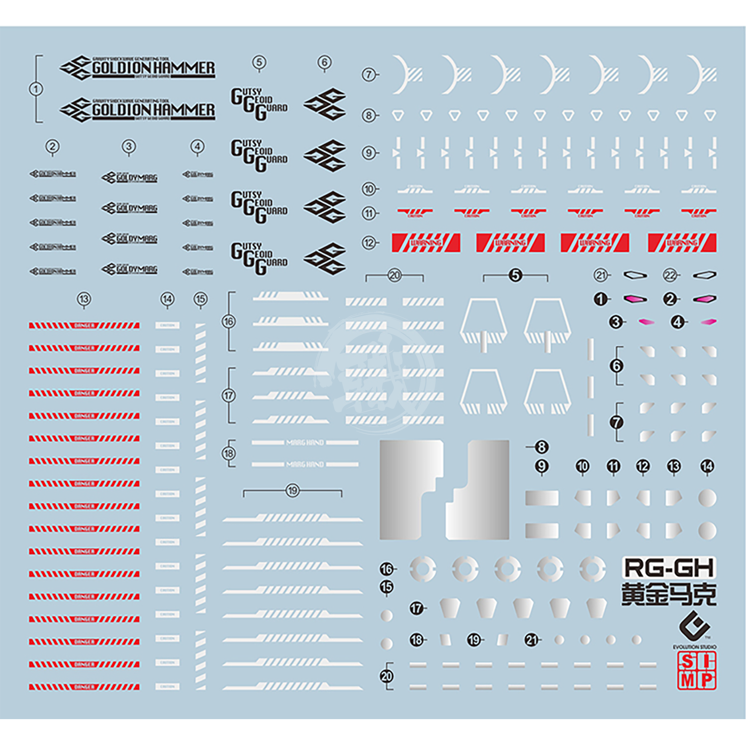 RG Goldymarg Waterslide Decals [Fluorescent] - ShokuninGunpla