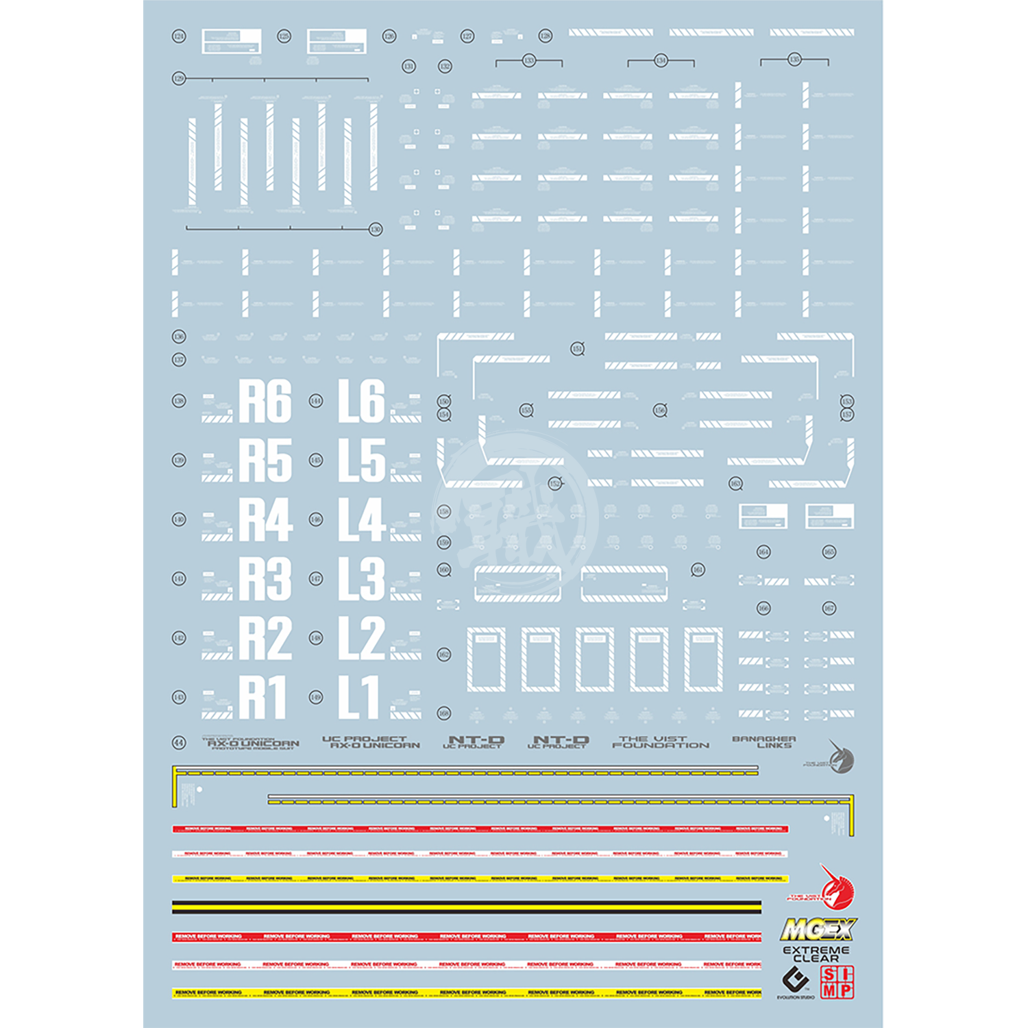 MGEX Unicorn Gundam Ver.Ka Waterslide Decals [Fluorescent] - ShokuninGunpla