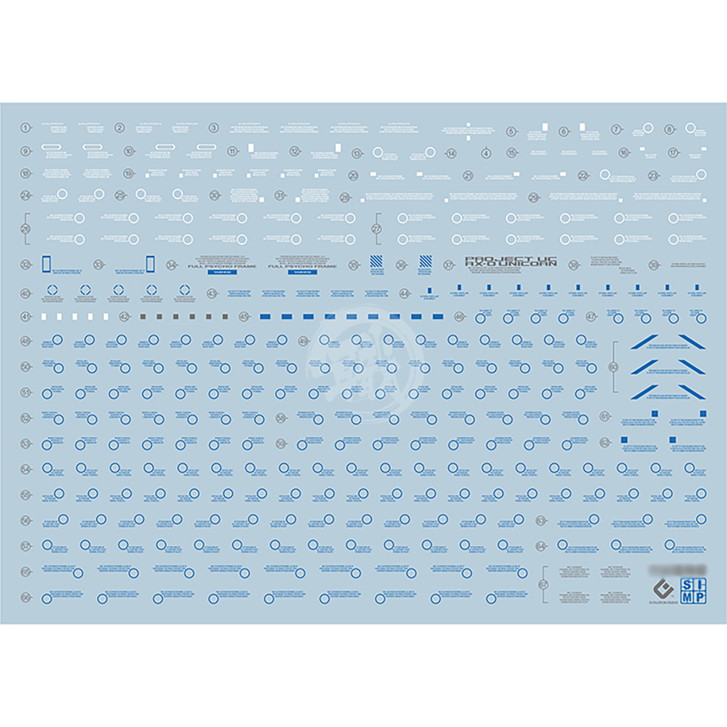 PG Unicorn Perfectibility Waterslide Decals [Blue Ver.] - ShokuninGunpla